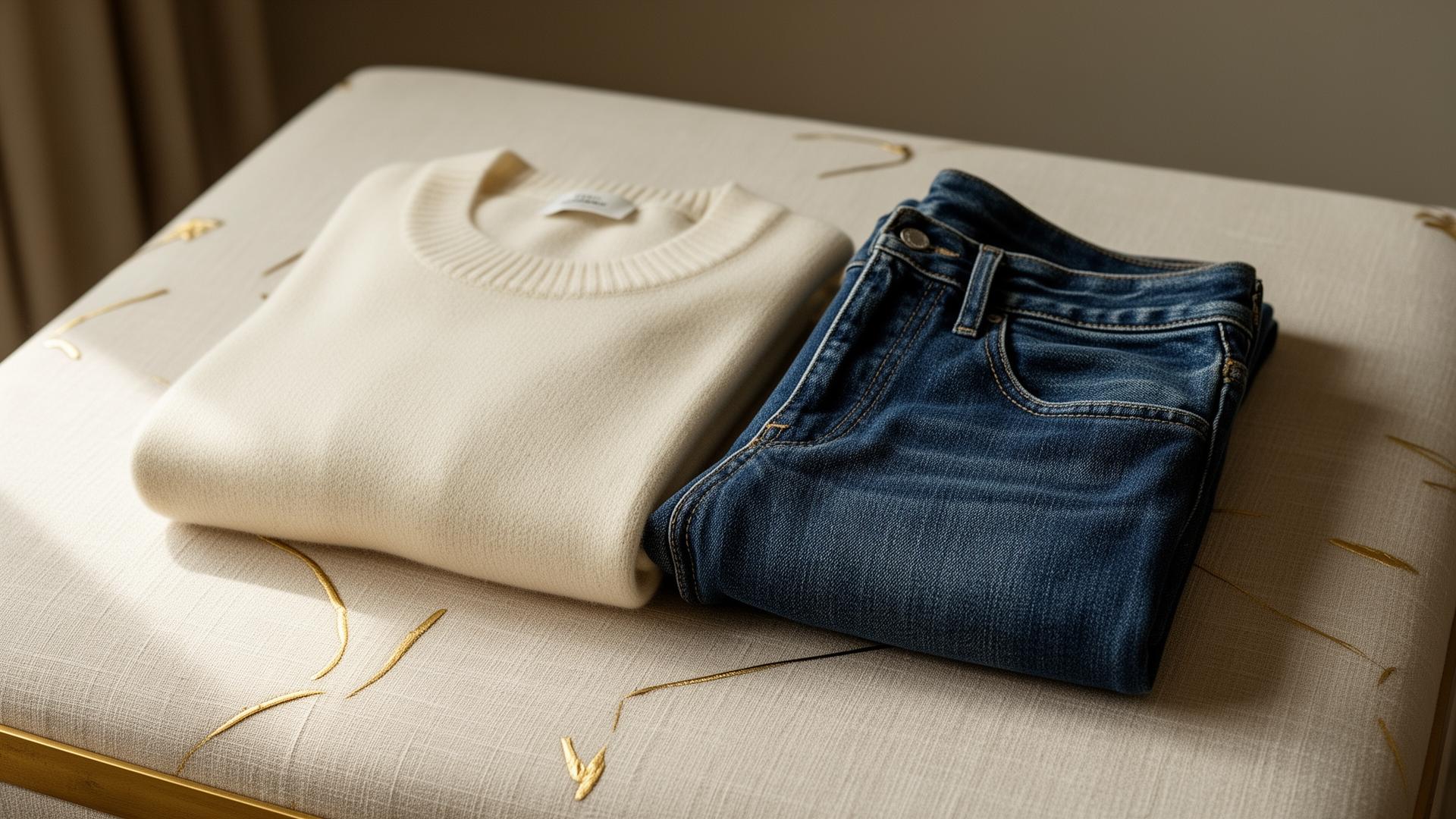 House of Simirai foundation pieces — denim, cashmere, vintage tailoring